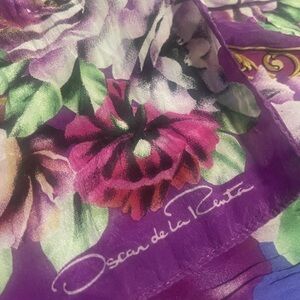 Oscar de la Renta Purple Floral Scarf